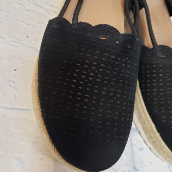 Earth Black Suede Wedge Espadrille size 7 - Picture 4 of 9